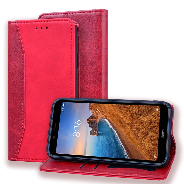 For Xiaomi Redmi 7A Business Stitching Horizontal Flip Leather Case with Double Folding & Bracket & Card Slots & Photo Frame & Wallet
