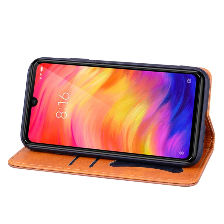 For Xiaomi Redmi Note 7 / Note 7 Pro Business Stitching Horizontal Flip Leather Case with Double Folding & Bracket & Card Slots & Photo Frame & Wallet