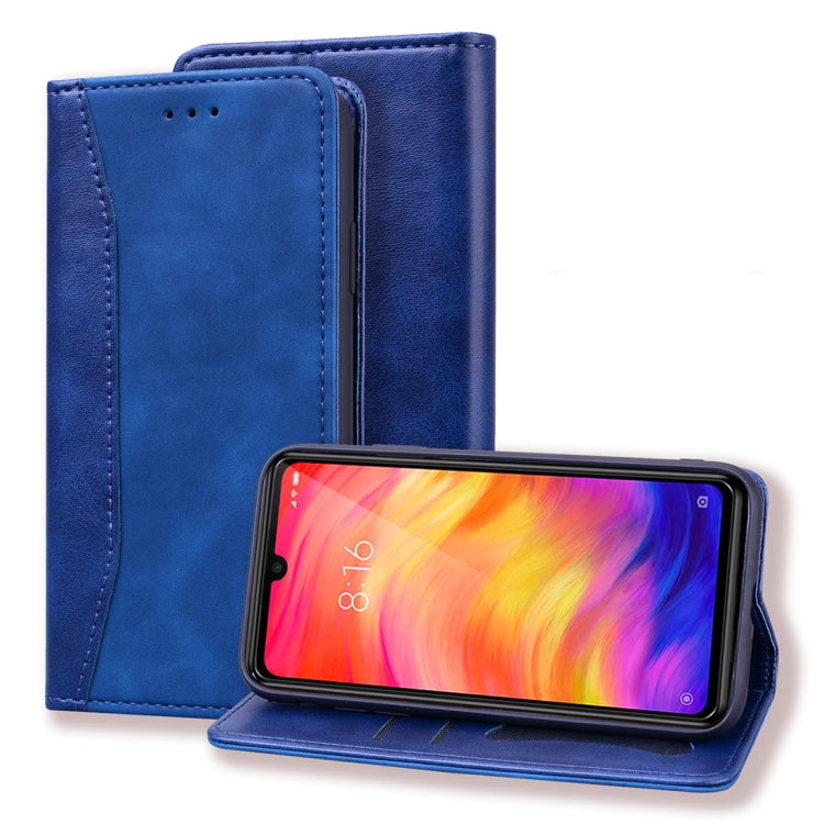 For Xiaomi Redmi Note 7 / Note 7 Pro Business Stitching Horizontal Flip Leather Case with Double Folding & Bracket & Card Slots & Photo Frame & Wallet