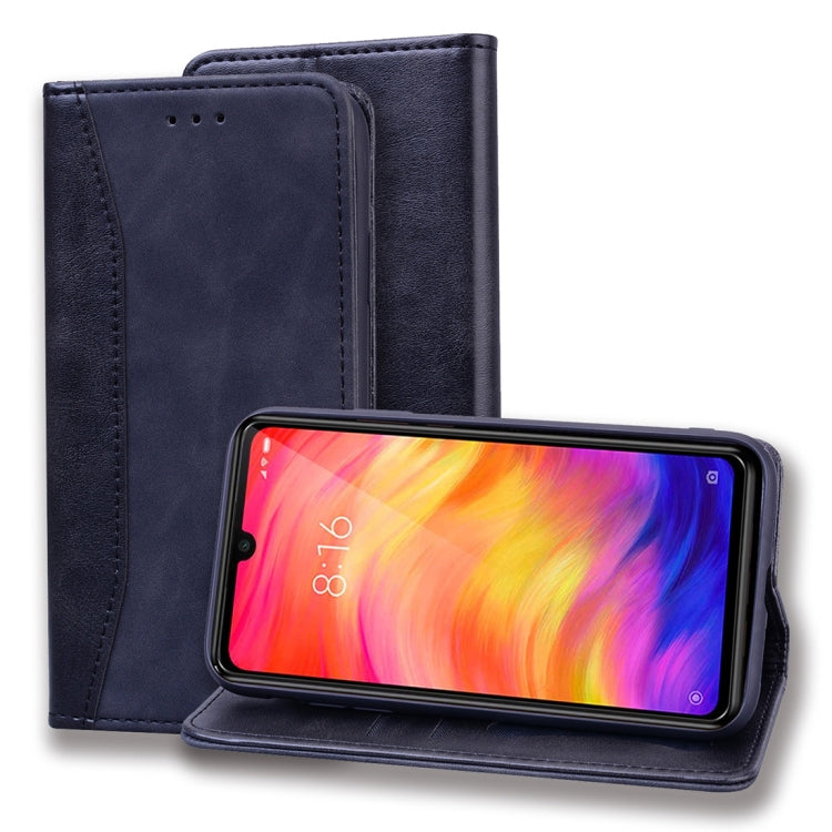 For Xiaomi Redmi Note 7 / Note 7 Pro Business Stitching Horizontal Flip Leather Case with Double Folding & Bracket & Card Slots & Photo Frame & Wallet