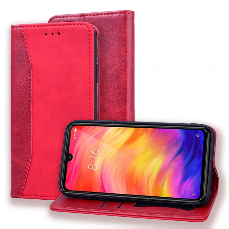 For Xiaomi Redmi Note 7 / Note 7 Pro Business Stitching Horizontal Flip Leather Case with Double Folding & Bracket & Card Slots & Photo Frame & Wallet