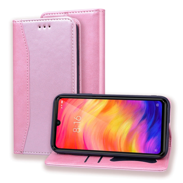 For Xiaomi Redmi Note 7 / Note 7 Pro Business Stitching Horizontal Flip Leather Case with Double Folding & Bracket & Card Slots & Photo Frame & Wallet
