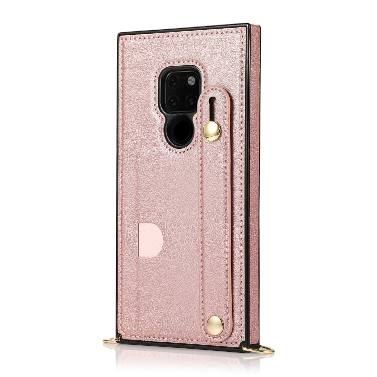 For Huawei Mate 20 Wrist Strap PU+TPU Shockproof Protective Case with Crossbody Lanyard & Holder & Card Slot
