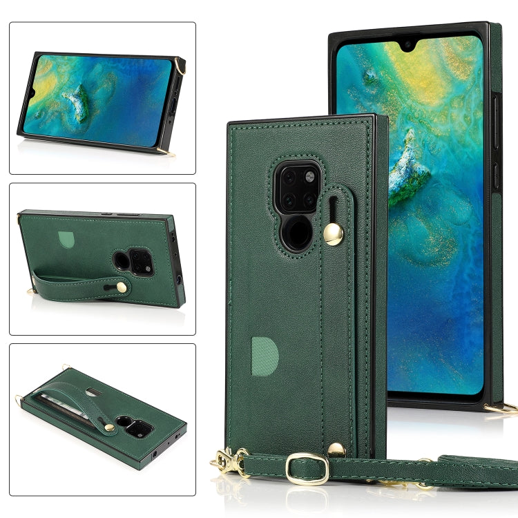 For Huawei Mate 20 Wrist Strap PU+TPU Shockproof Protective Case with Crossbody Lanyard & Holder & Card Slot