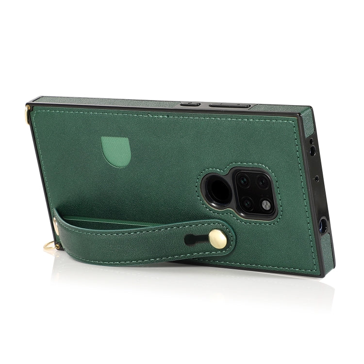 For Huawei Mate 20 Wrist Strap PU+TPU Shockproof Protective Case with Crossbody Lanyard & Holder & Card Slot