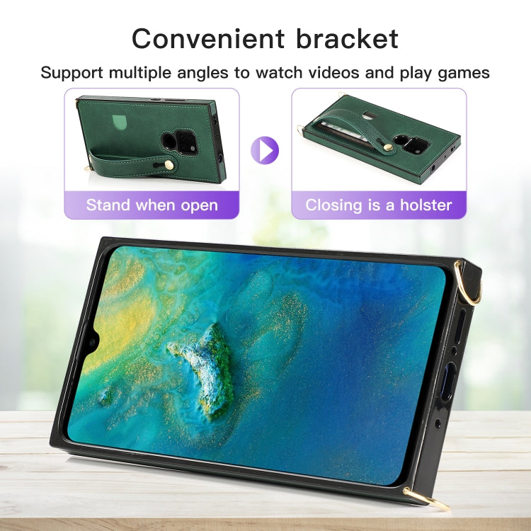 For Huawei Mate 20 Wrist Strap PU+TPU Shockproof Protective Case with Crossbody Lanyard & Holder & Card Slot