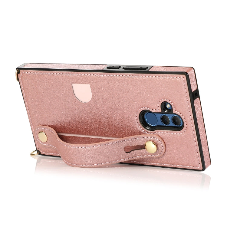 For Huawei Mate 20 Lite Wrist Strap PU+TPU Shockproof Protective Case with Crossbody Lanyard & Holder & Card Slot