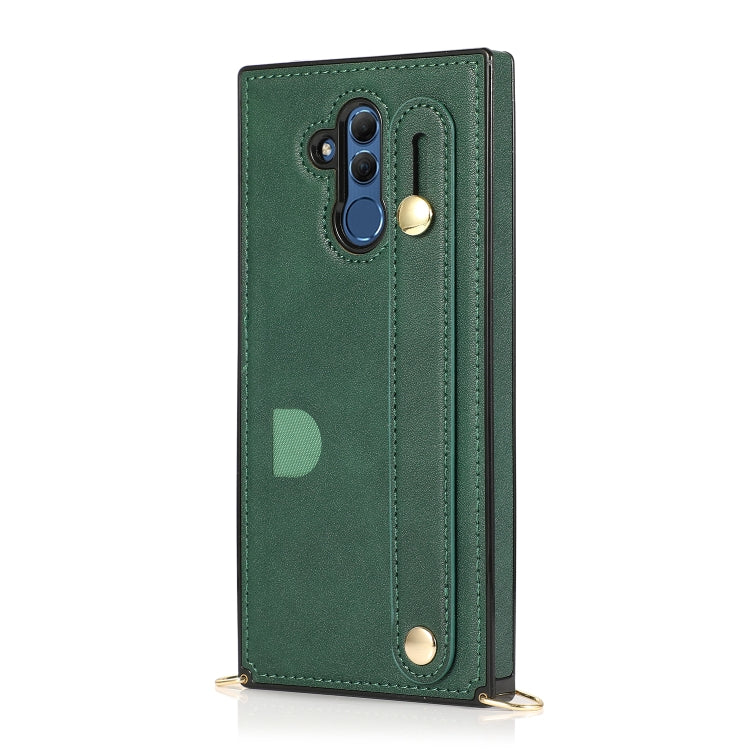 For Huawei Mate 20 Lite Wrist Strap PU+TPU Shockproof Protective Case with Crossbody Lanyard & Holder & Card Slot