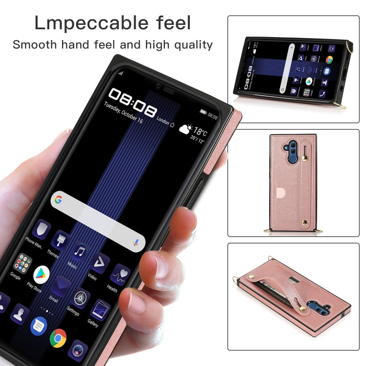 For Huawei Mate 20 Lite Wrist Strap PU+TPU Shockproof Protective Case with Crossbody Lanyard & Holder & Card Slot
