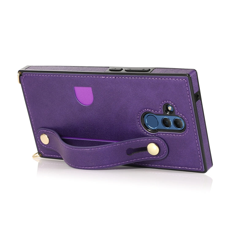 For Huawei Mate 20 Lite Wrist Strap PU+TPU Shockproof Protective Case with Crossbody Lanyard & Holder & Card Slot