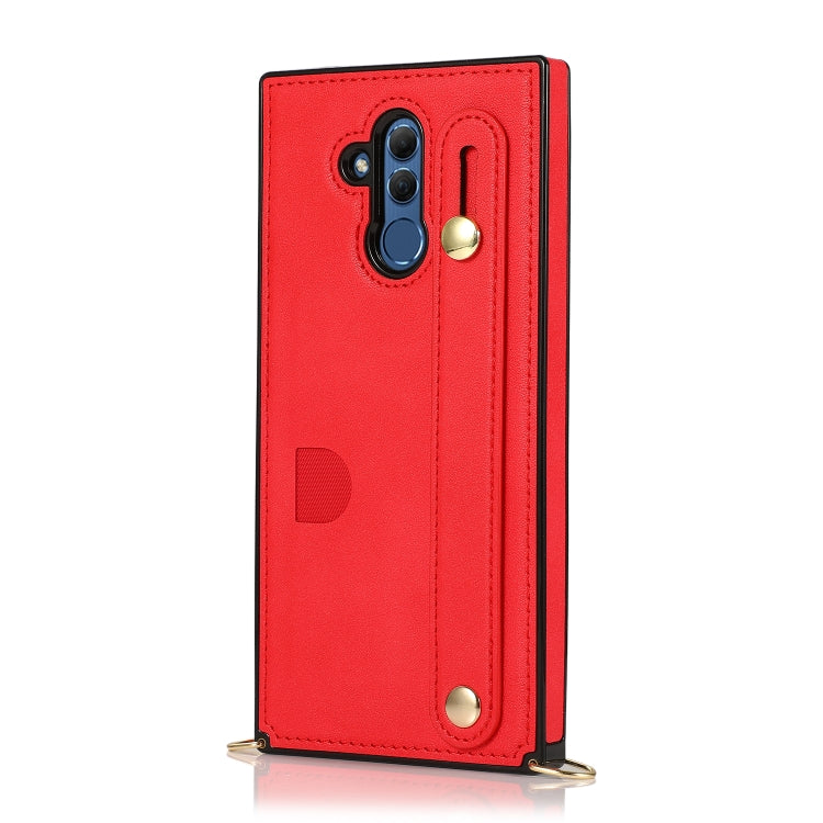 For Huawei Mate 20 Lite Wrist Strap PU+TPU Shockproof Protective Case with Crossbody Lanyard & Holder & Card Slot