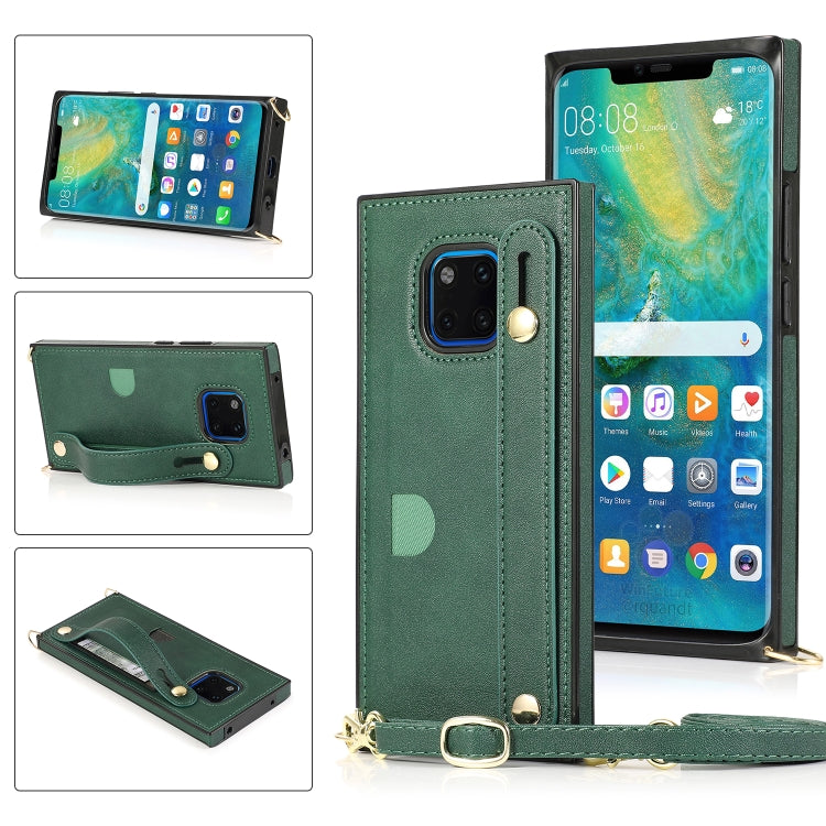 For Huawei Mate 20 Pro Wrist Strap PU+TPU Shockproof Protective Case with Crossbody Lanyard & Holder & Card Slot