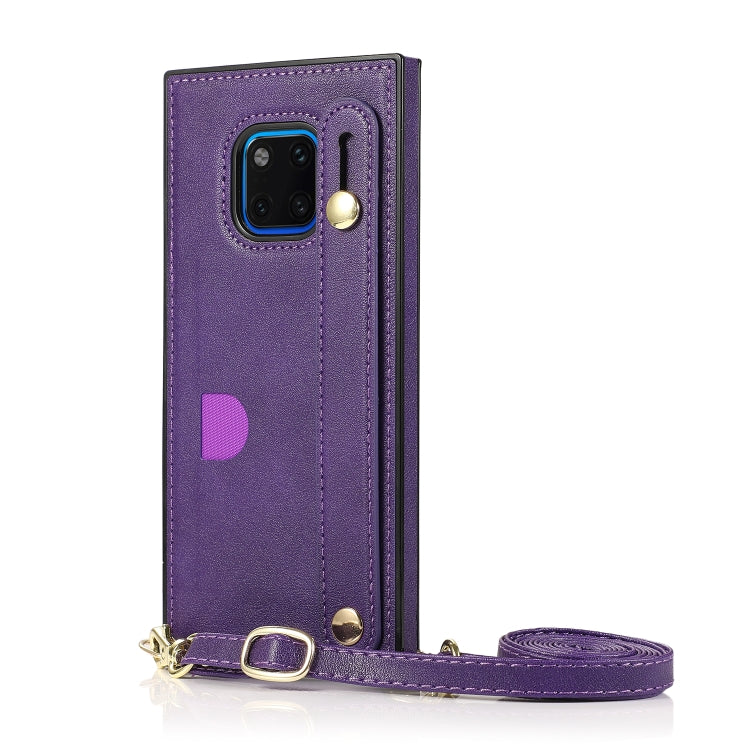 For Huawei Mate 20 Pro Wrist Strap PU+TPU Shockproof Protective Case with Crossbody Lanyard & Holder & Card Slot