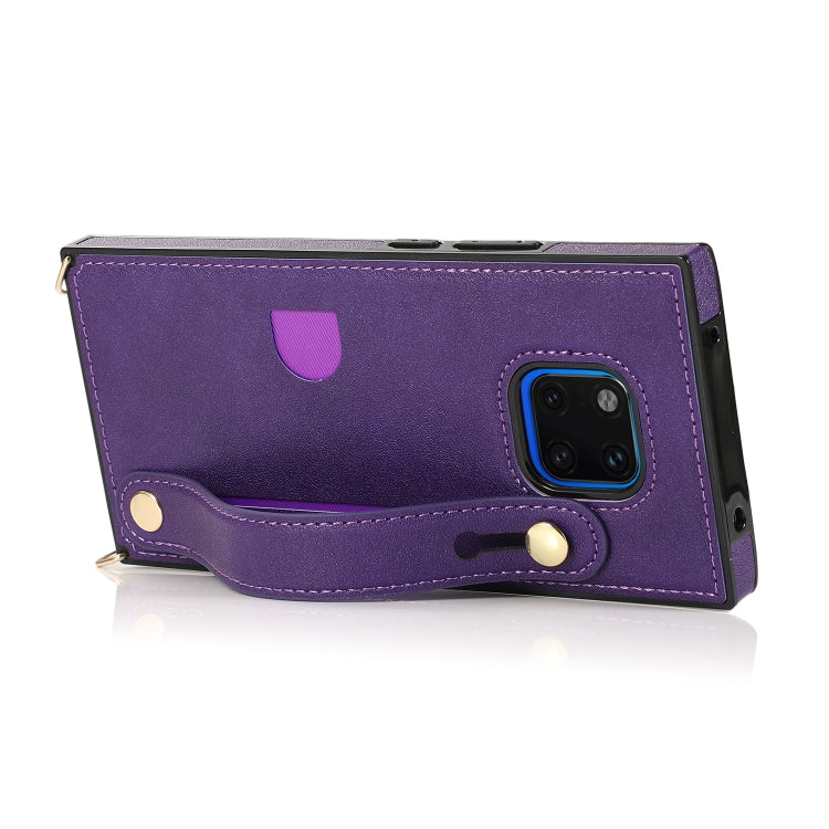 For Huawei Mate 20 Pro Wrist Strap PU+TPU Shockproof Protective Case with Crossbody Lanyard & Holder & Card Slot