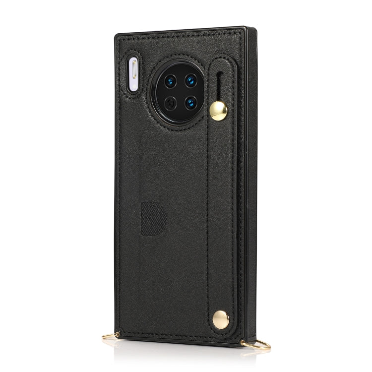 For Huawei Mate 30 Wrist Strap PU+TPU Shockproof Protective Case with Crossbody Lanyard & Holder & Card Slot