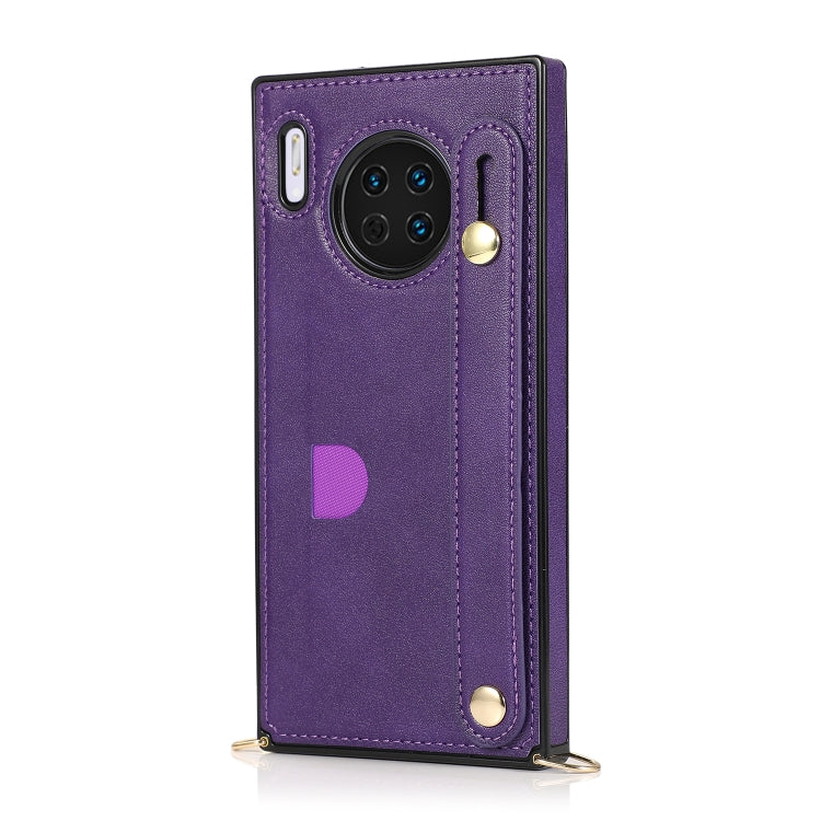 For Huawei Mate 30 Wrist Strap PU+TPU Shockproof Protective Case with Crossbody Lanyard & Holder & Card Slot