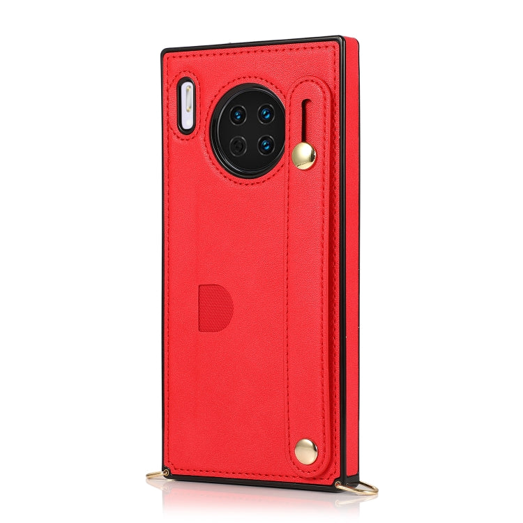 For Huawei Mate 30 Wrist Strap PU+TPU Shockproof Protective Case with Crossbody Lanyard & Holder & Card Slot
