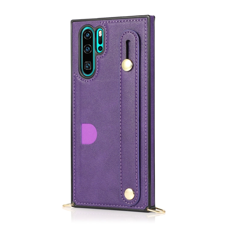 For Huawei P30 Pro Wrist Strap PU+TPU Shockproof Protective Case with Crossbody Lanyard & Holder & Card Slot