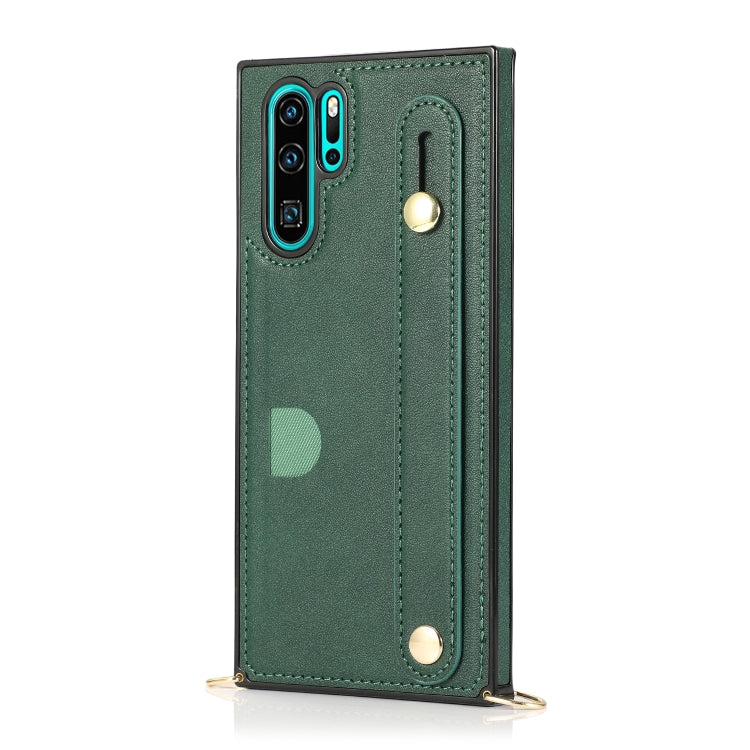 For Huawei P30 Pro Wrist Strap PU+TPU Shockproof Protective Case with Crossbody Lanyard & Holder & Card Slot