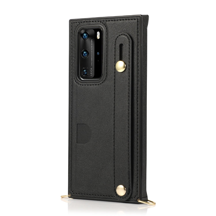 For Huawei P40 Pro Wrist Strap PU+TPU Shockproof Protective Case with Crossbody Lanyard & Holder & Card Slot