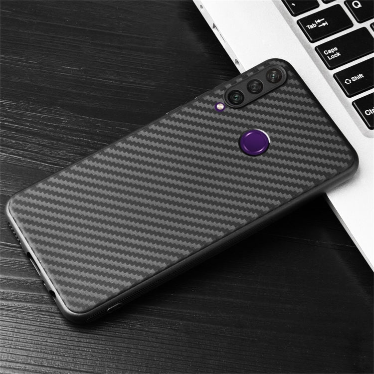 For Huawei Y6p Carbon Fiber Texture TPU Protective Case(Black)