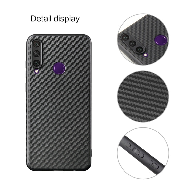 For Huawei Y6p Carbon Fiber Texture TPU Protective Case(Black)