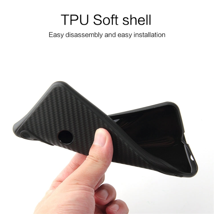 For Huawei Y6p Carbon Fiber Texture TPU Protective Case(Black)