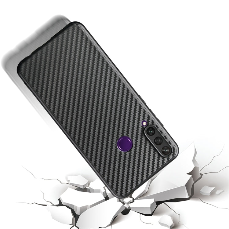 For Huawei Y6p Carbon Fiber Texture TPU Protective Case(Black)
