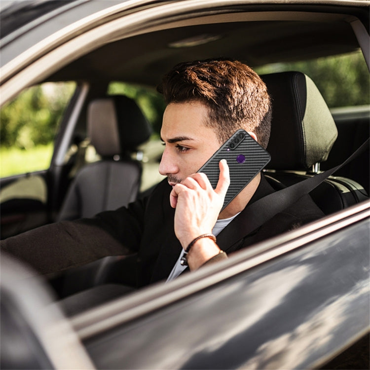 For Huawei Y6p Carbon Fiber Texture TPU Protective Case(Black)