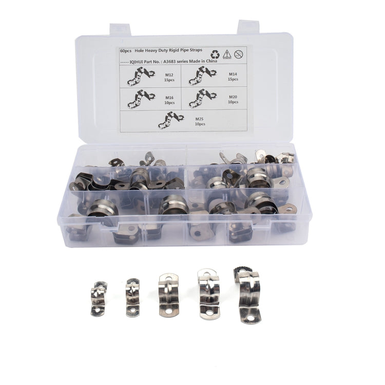 60 in 1 Stainless Steel Hole Tube Clips U-tube Clamp Connecting Ring Hose Clamp