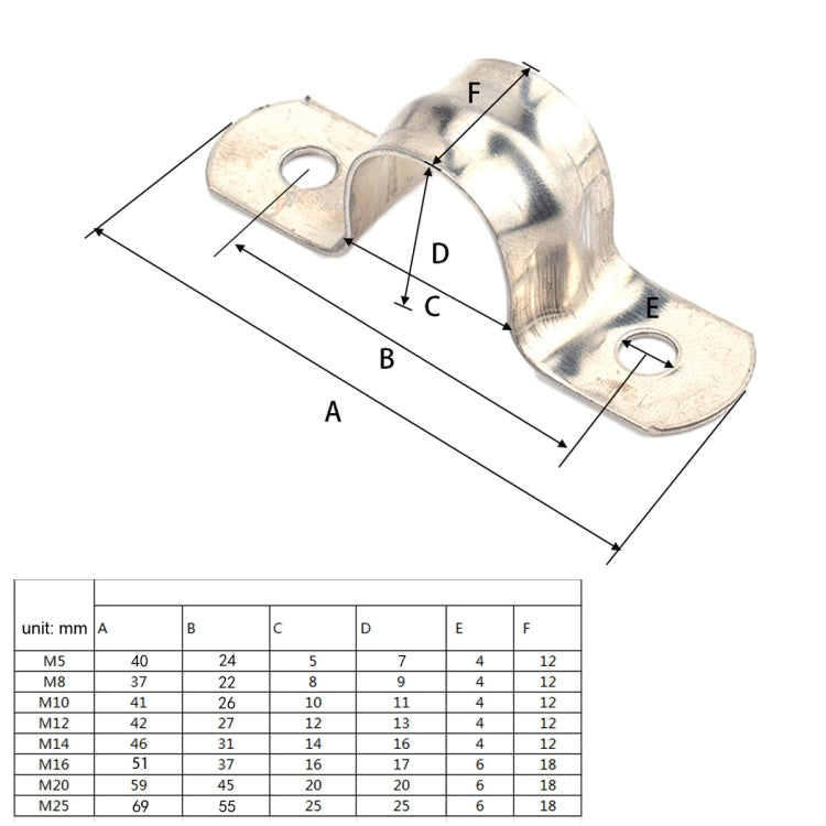 66 in 1 Stainless Steel Hole Tube Clips U-tube Clamp Connecting Ring Hose Clamp