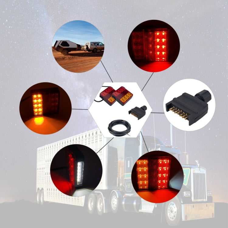 2 PCS Trailer / Truck A-type Square Shape 22LEDs Tail Light with License Plate Light Set