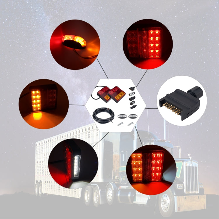2 PCS Trailer / Truck C-type Square Shape 22LEDs Tail Light with License Plate Light Set