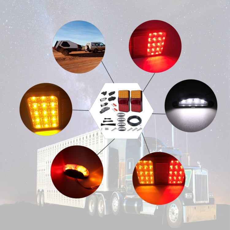 2 PCS Trailer / Truck G-type Long Strip 24LEDs Tail Light with License Plate Light Set