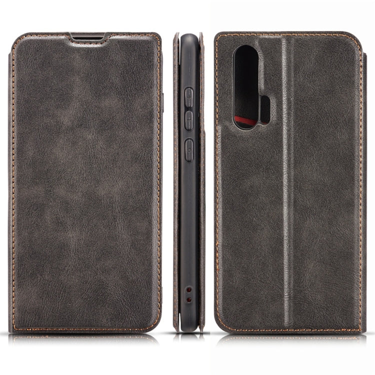 For Huawei Honor 20 Retro Simple Ultra-thin Magnetic Horizontal Flip Leather Case, with Holder & Card Slots & Lanyard