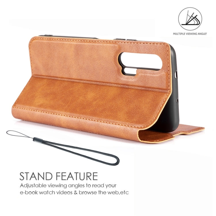 For Huawei Honor 20 Retro Simple Ultra-thin Magnetic Horizontal Flip Leather Case, with Holder & Card Slots & Lanyard