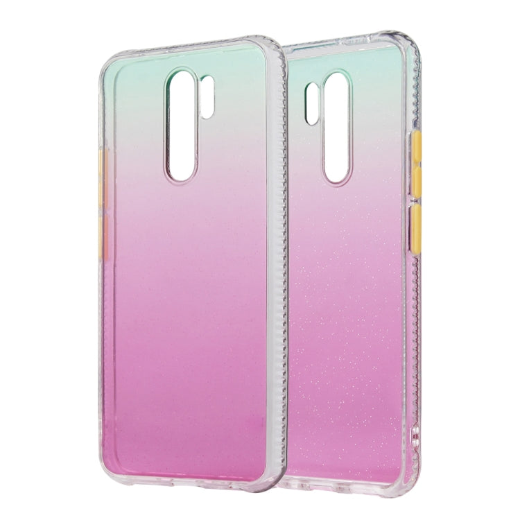 For Xiaomi Redmi 9 Gradient Shockproof TPU + Acrylic Protective Case with Detachable Buttons