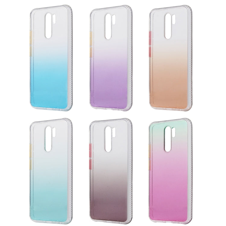 For Xiaomi Redmi 9 Gradient Shockproof TPU + Acrylic Protective Case with Detachable Buttons