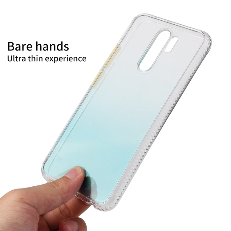 For Xiaomi Redmi 9 Gradient Shockproof TPU + Acrylic Protective Case with Detachable Buttons