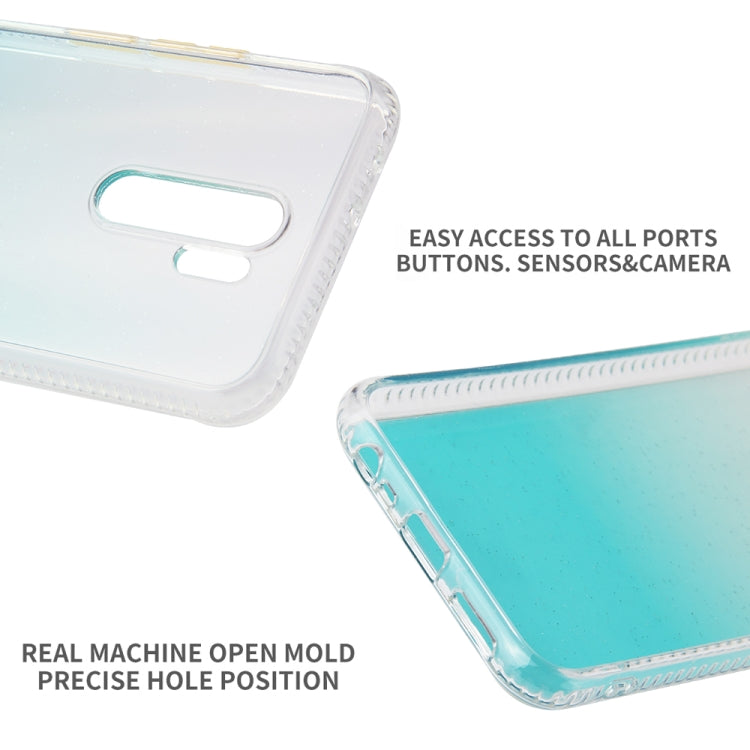 For Xiaomi Redmi 9 Gradient Shockproof TPU + Acrylic Protective Case with Detachable Buttons