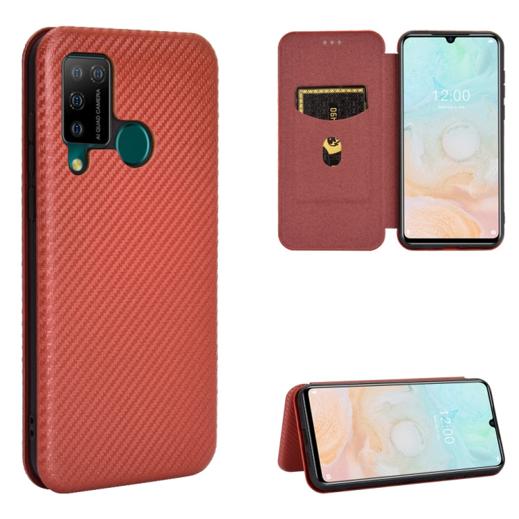 For DOOGEE N20 Pro Carbon Fiber Texture Horizontal Flip TPU + PC + PU Leather Case with Card Slot