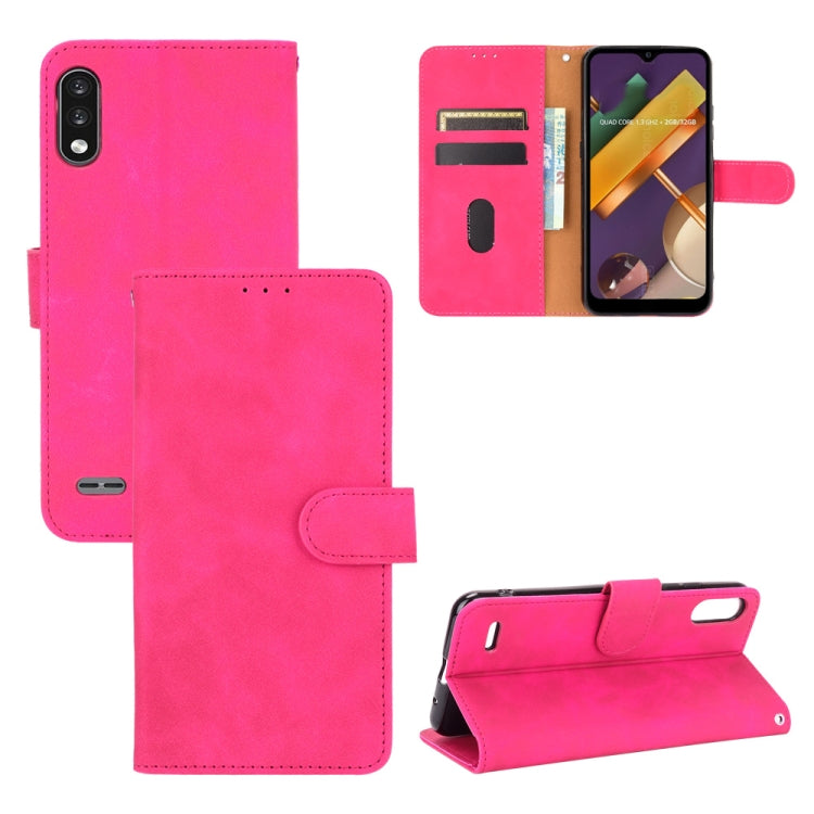 For LG K22 Solid Color Skin Feel Magnetic Buckle Horizontal Flip Calf Texture PU Leather Case with Holder & Card Slots & Wallet