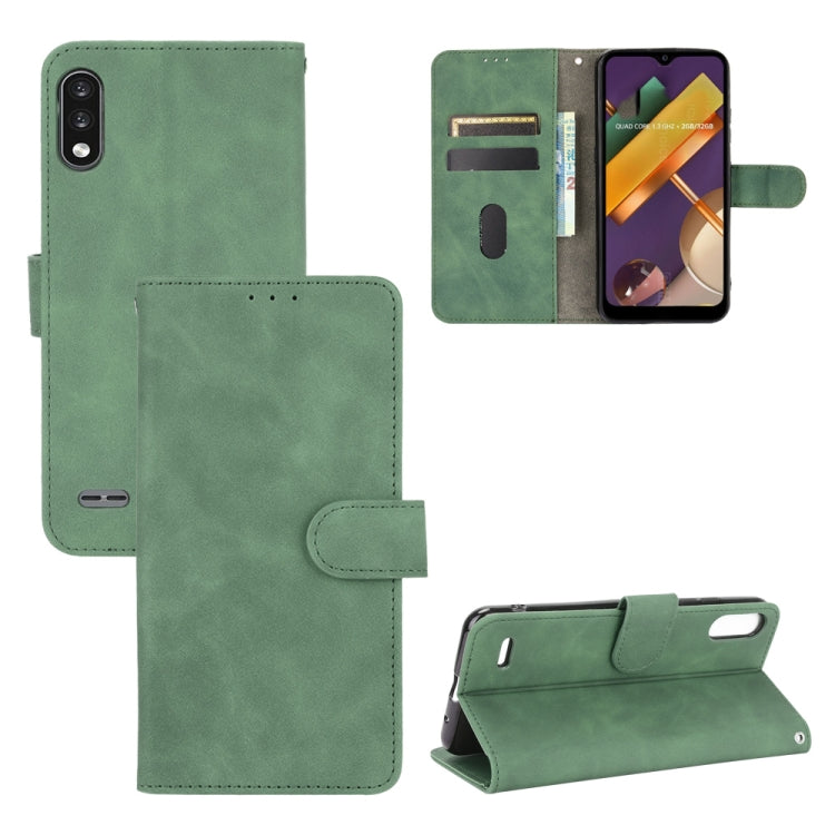 For LG K22 Solid Color Skin Feel Magnetic Buckle Horizontal Flip Calf Texture PU Leather Case with Holder & Card Slots & Wallet