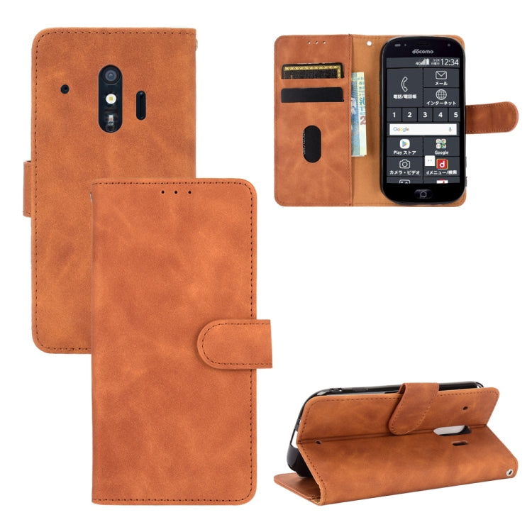 For Fujitsu F-42A / F-01L Solid Color Skin Feel Magnetic Buckle Horizontal Flip Calf Texture PU Leather Case with Holder & Card Slots & Wallet