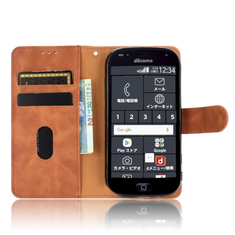 For Fujitsu F-42A / F-01L Solid Color Skin Feel Magnetic Buckle Horizontal Flip Calf Texture PU Leather Case with Holder & Card Slots & Wallet