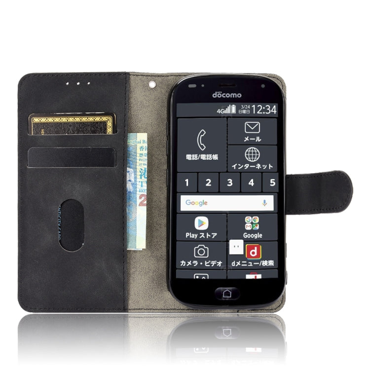 For Fujitsu F-42A / F-01L Solid Color Skin Feel Magnetic Buckle Horizontal Flip Calf Texture PU Leather Case with Holder & Card Slots & Wallet