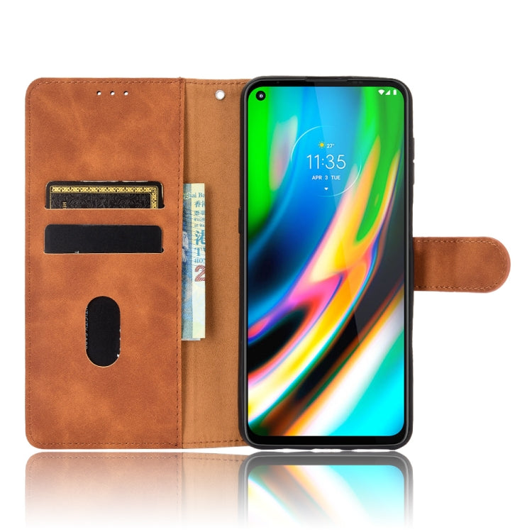 For Motorola Moto G9 Plus Solid Color Skin Feel Magnetic Buckle Horizontal Flip Calf Texture PU Leather Case with Holder & Card Slots & Wallet