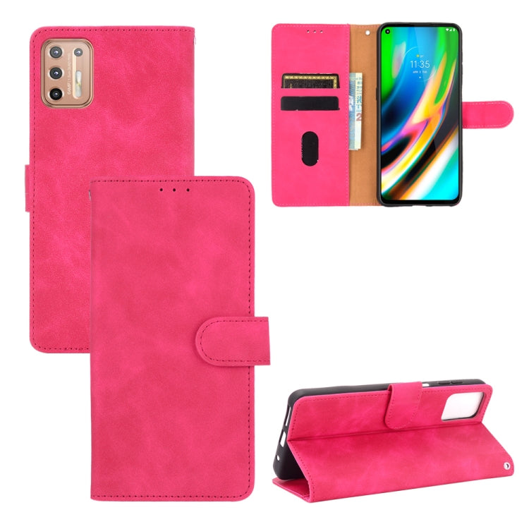 For Motorola Moto G9 Plus Solid Color Skin Feel Magnetic Buckle Horizontal Flip Calf Texture PU Leather Case with Holder & Card Slots & Wallet