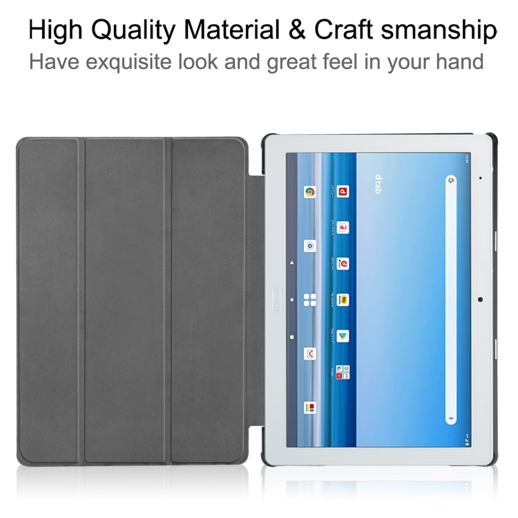 For Sharp Dtab D-41A uster Texture Smart PU Leather Case with Sleep / Wake-up Function & 3-Fold Holder