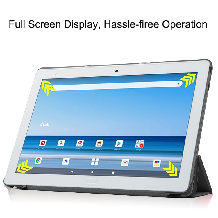 For Sharp Dtab D-41A uster Texture Smart PU Leather Case with Sleep / Wake-up Function & 3-Fold Holder